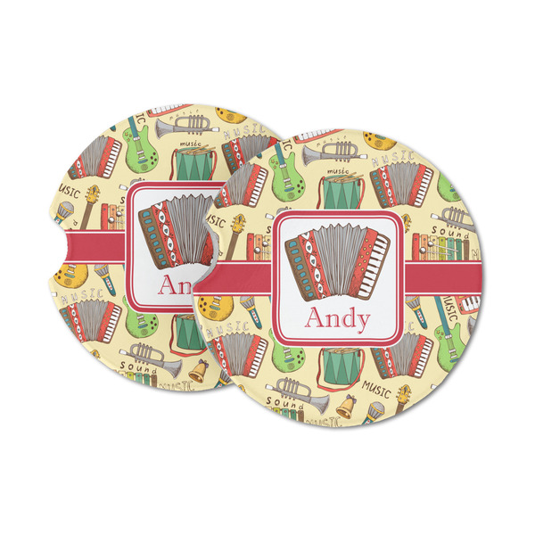 Custom Vintage Musical Instruments Sandstone Car Coasters (Personalized)