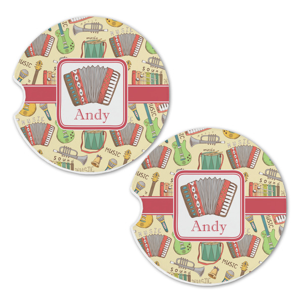 Vintage Musical Instruments Sandstone Car Coasters - Set of 2