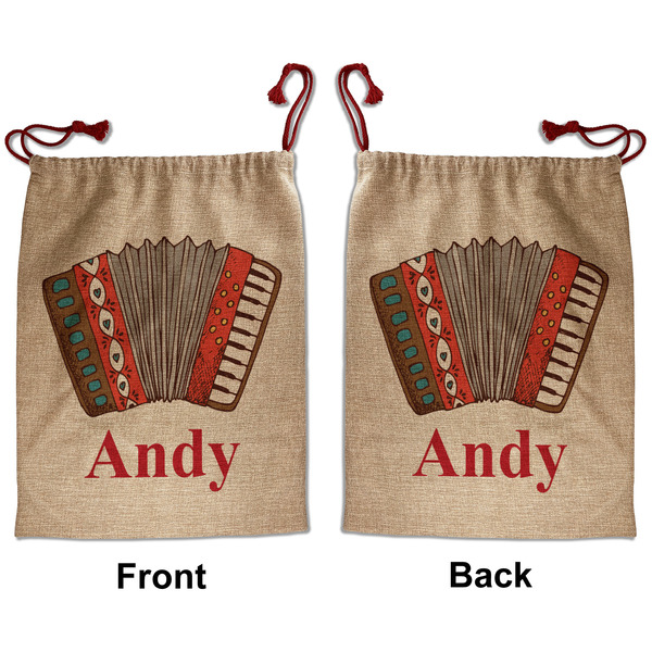 Vintage Musical Instruments Santa Bag - Front and Back