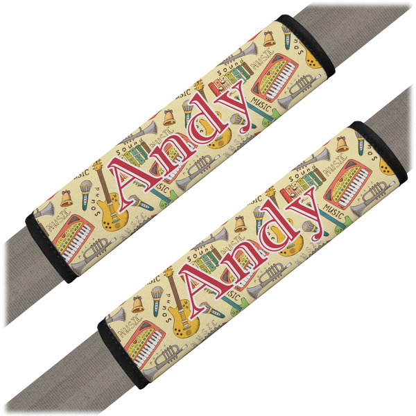 Custom Vintage Musical Instruments Seat Belt Covers (Set of 2) (Personalized)