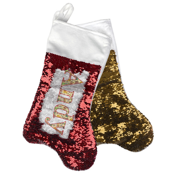 Custom Vintage Musical Instruments Reversible Sequin Stocking (Personalized)