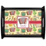 Vintage Musical Instruments Black Wooden Tray - Large (Personalized)
