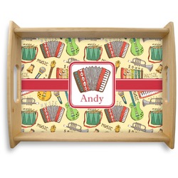 Vintage Musical Instruments Natural Wooden Tray - Large (Personalized)