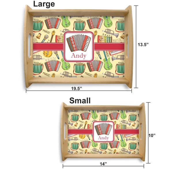 Vintage Musical Instruments Serving Tray Wood Sizes