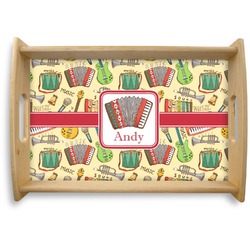 Vintage Musical Instruments Natural Wooden Tray - Small (Personalized)