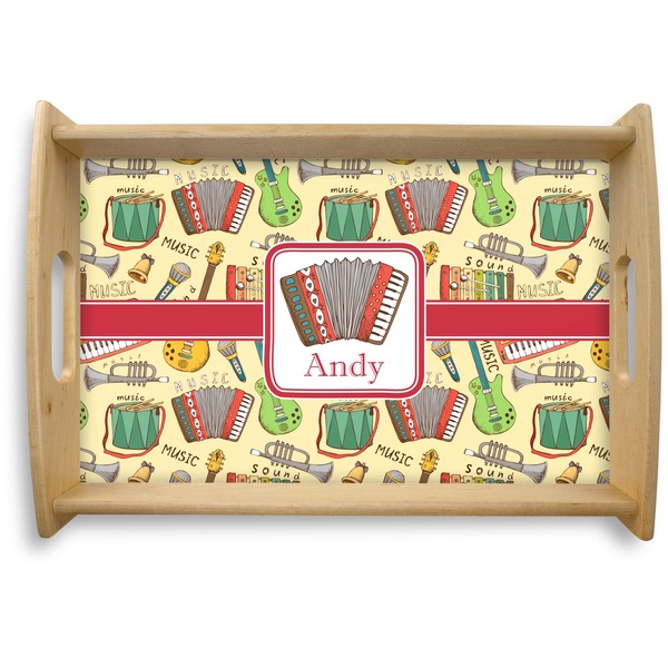 Custom Vintage Musical Instruments Natural Wooden Tray - Small (Personalized)