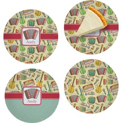 Vintage Musical Instruments Set of 4 Glass Appetizer / Dessert Plate 8" (Personalized)