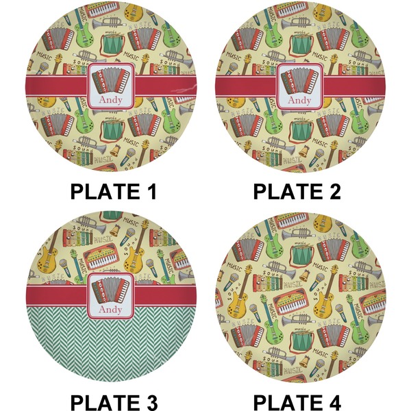 Vintage Musical Instruments Set of Lunch / Dinner Plates (Approval)