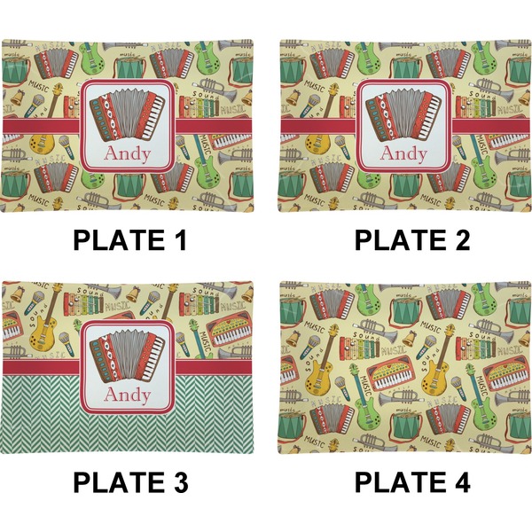 Vintage Musical Instruments Set of Rectangular Appetizer / Dessert Plates (Approval)