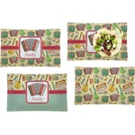 Vintage Musical Instruments Set of 4 Glass Rectangular Lunch / Dinner Plate (Personalized)