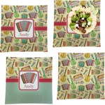 Vintage Musical Instruments Set of 4 Glass Square Lunch / Dinner Plate 9.5" (Personalized)