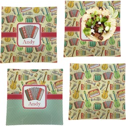 Vintage Musical Instruments Set of 4 Glass Square Lunch / Dinner Plate 9.5" (Personalized)