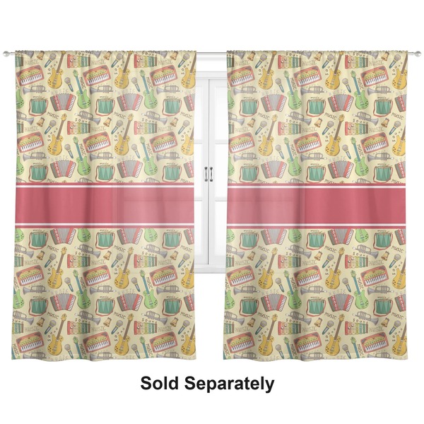 Vintage Musical Instruments Sheer Curtains