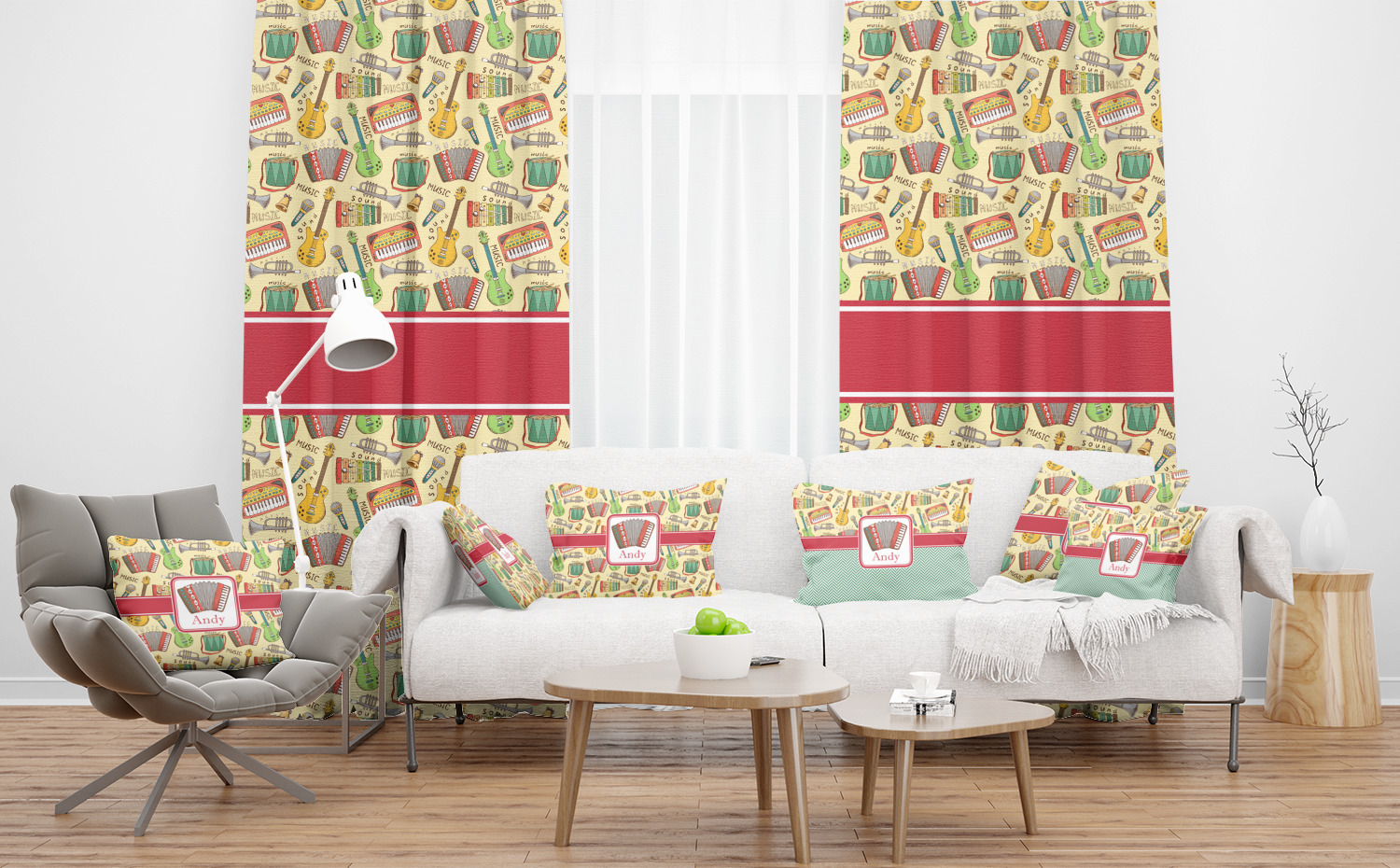 Custom Vintage Musical Instruments Curtain YouCustomizeIt