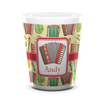 Vintage Musical Instruments Ceramic Shot Glass - 1.5 oz - White - Set of 4 (Personalized)