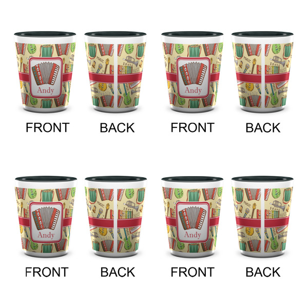 Vintage Musical Instruments Shot Glassess - Two Tone - Set of 4 - APPROVAL