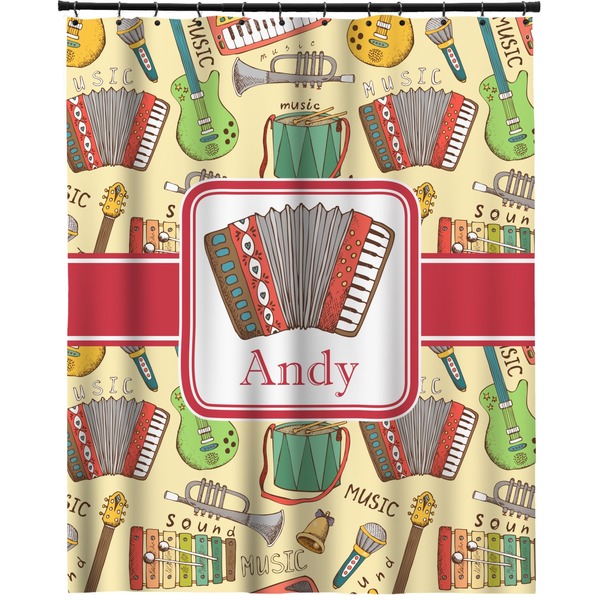 Custom Vintage Musical Instruments Extra Long Shower Curtain - 70"x84" (Personalized)
