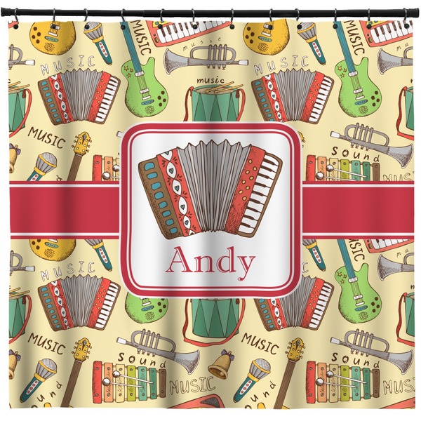 Custom Vintage Musical Instruments Shower Curtain - 71" x 74" (Personalized)