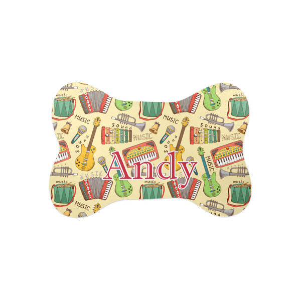 Custom Vintage Musical Instruments Bone Shaped Dog Food Mat (Small) (Personalized)