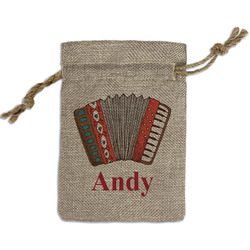 Vintage Musical Instruments Small Burlap Gift Bag - Front (Personalized)