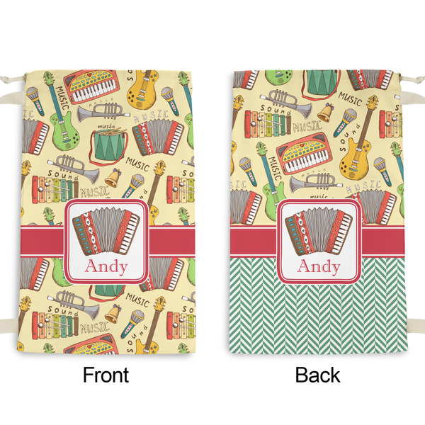 Vintage Musical Instruments Small Laundry Bag - Front & Back View
