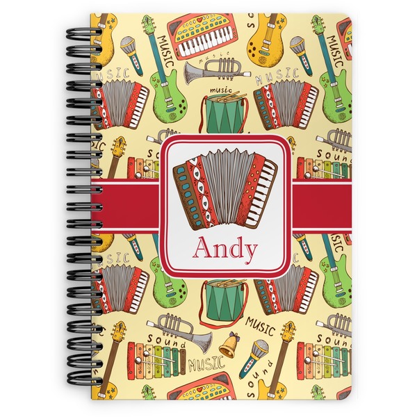 Custom Vintage Musical Instruments Spiral Notebook - 7x10 w/ Name or Text