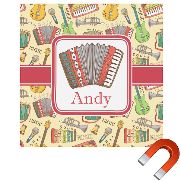 Custom Vintage Musical Instruments Square Car Magnet - 6" (Personalized)
