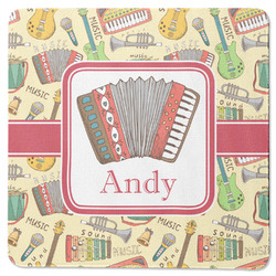 Vintage Musical Instruments Square Rubber Backed Coaster (Personalized)