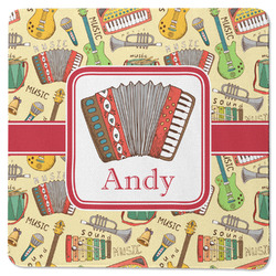Vintage Musical Instruments Square Rubber Backed Coaster (Personalized)