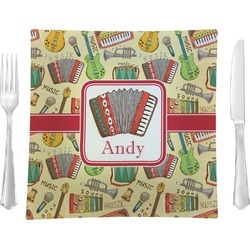 Vintage Musical Instruments 9.5" Glass Square Lunch / Dinner Plate- Single or Set of 4 (Personalized)