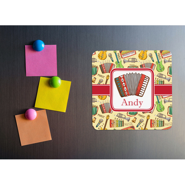 Vintage Musical Instruments Square Fridge Magnet - LIFESTYLE