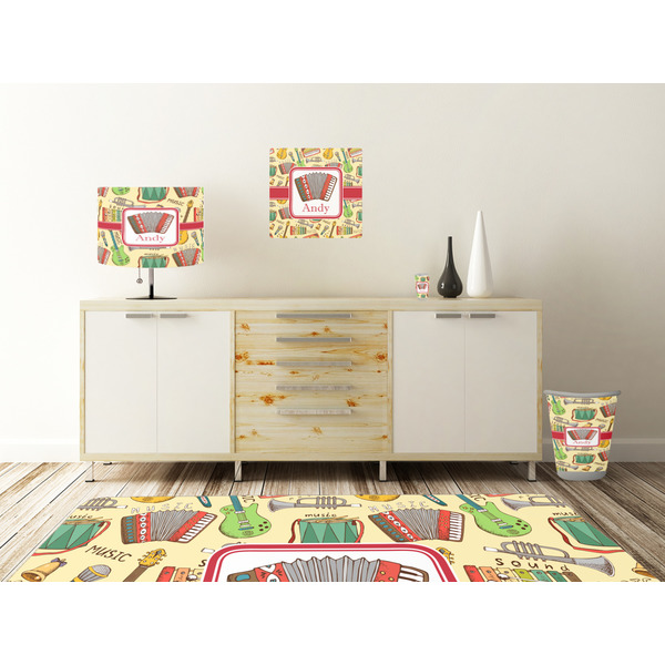 Vintage Musical Instruments Square Wall Decal Wooden Desk