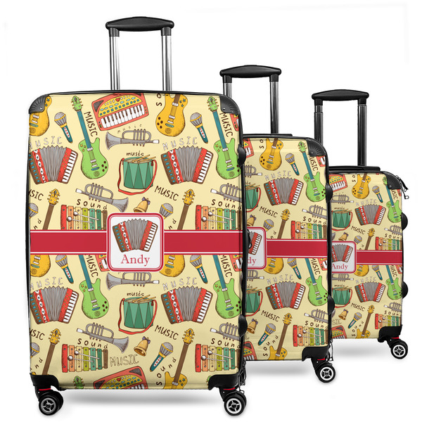 Custom Vintage Musical Instruments 3 Piece Luggage Set - 20" Carry On, 24" Medium Checked, 28" Large Checked (Personalized)