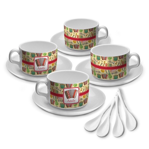 Custom Vintage Musical Instruments Tea Cup - Set of 4 (Personalized)