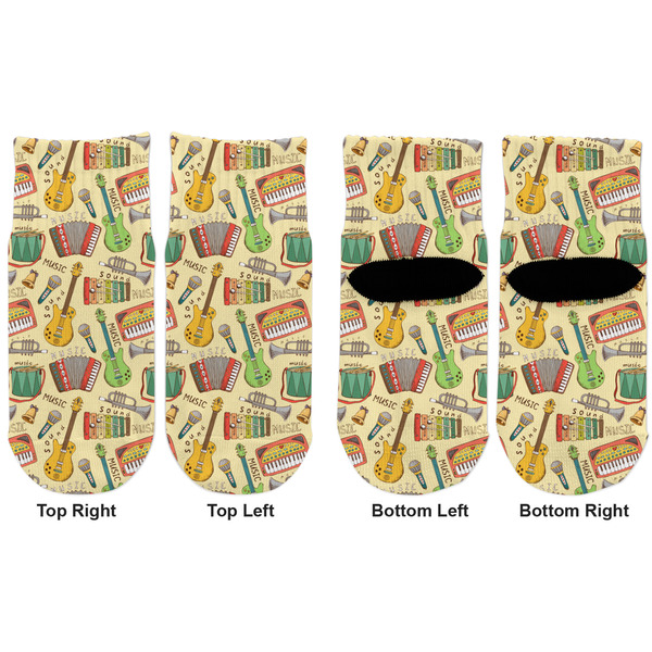 Vintage Musical Instruments Toddler Ankle Socks - Double Pair - Front and Back - Apvl