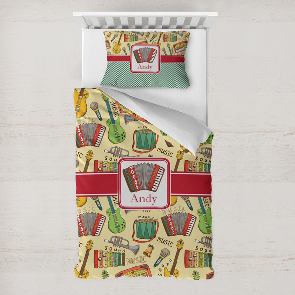 Custom Vintage Musical Instruments Toddler Bedding Set - With Pillowcase (Personalized)