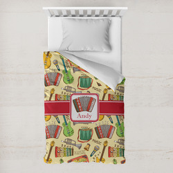 Vintage Musical Instruments Toddler Duvet Cover w/ Name or Text