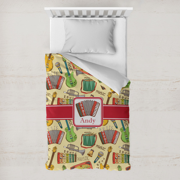 Custom Vintage Musical Instruments Toddler Duvet Cover w/ Name or Text