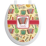 Vintage Musical Instruments Toilet Seat Decal - Round (Personalized)