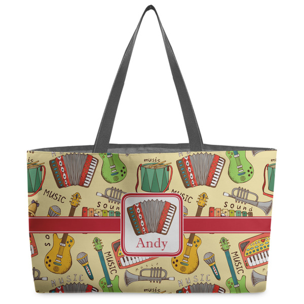 Custom Vintage Musical Instruments Beach Totes Bag - w/ Black Handles (Personalized)