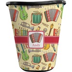 Vintage Musical Instruments Waste Basket - Double Sided (Black) (Personalized)