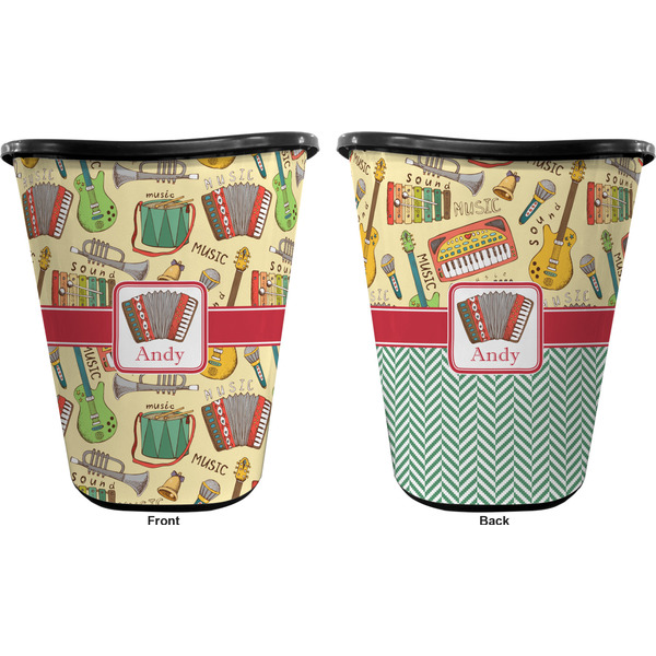 Vintage Musical Instruments Trash Can Black - Front and Back - Apvl