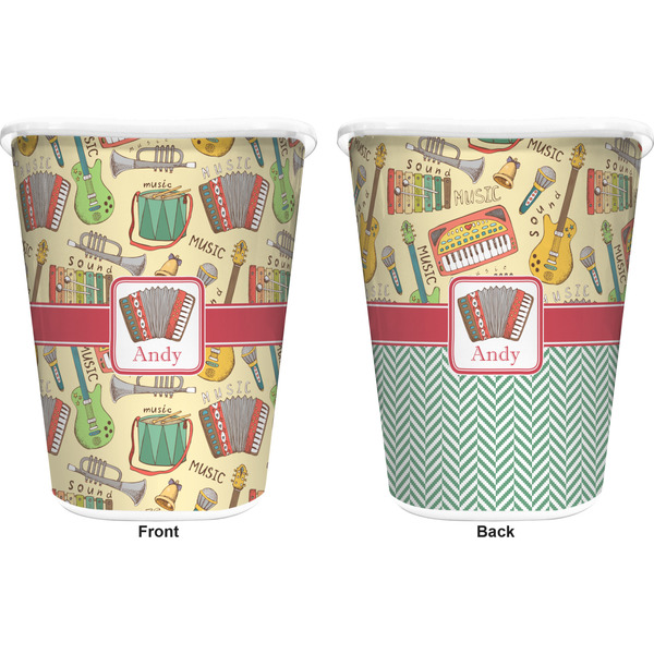 Vintage Musical Instruments Trash Can White - Front and Back - Apvl