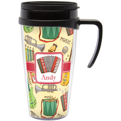 Vintage Musical Instruments Acrylic Travel Mug with Handle (Personalized)
