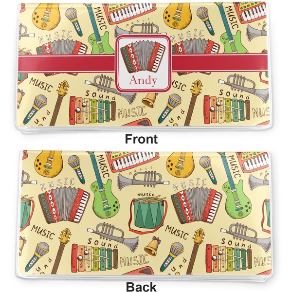 Vintage Musical Instruments Vinyl Check Book Cover - Front and Back