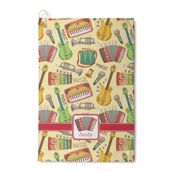 Custom Vintage Musical Instruments Waffle Weave Golf Towel (Personalized)