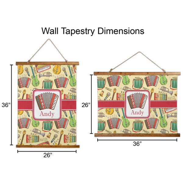 Vintage Musical Instruments Wall Hanging Tapestries - Parent/Sizing