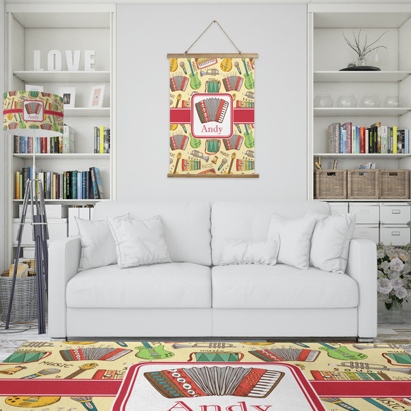 Vintage Musical Instruments Wall Hanging Tapestry - Portrait - IN CONTEXT