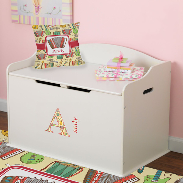 Vintage Musical Instruments Wall Name & Initial Small on Toy Chest