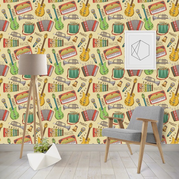 Custom Vintage Musical Instruments Wallpaper & Surface Covering